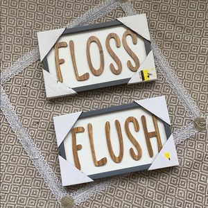 Floss and Flush Bathroom Wall Decor Set-NWT